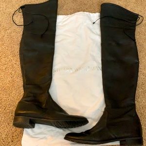 Stuart Weitzman all leather black over the knee lace up boots size 9M